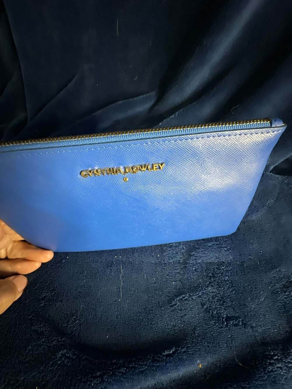 Cynthia Rowley Bright Blue Saffiano Genuine Leather Wristlet